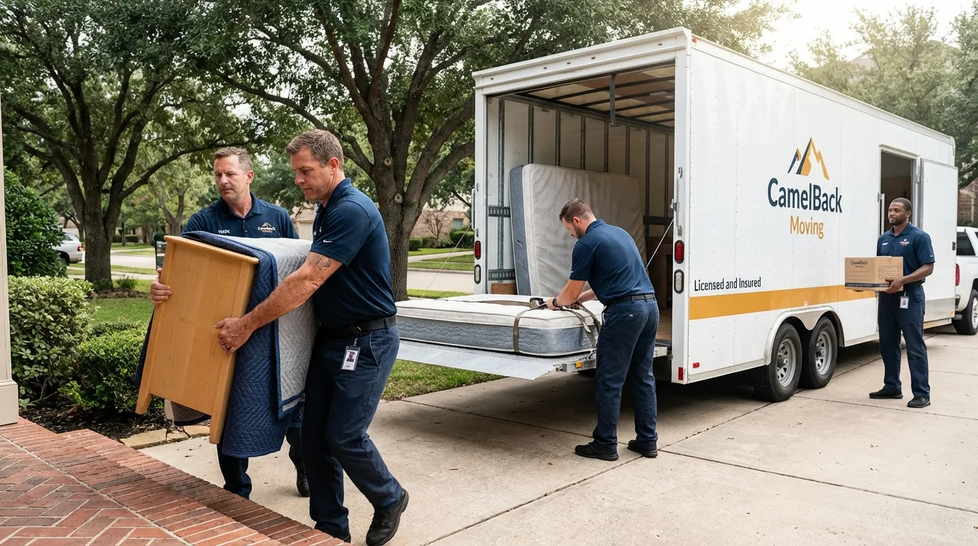 Crew loading residential truck for cross-state move from Morton, WA