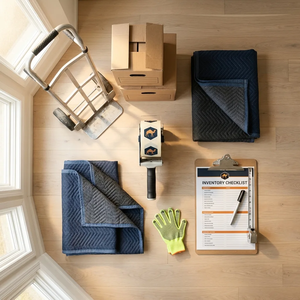 Professional moving supplies and packing materials layout for Morton residential relocations